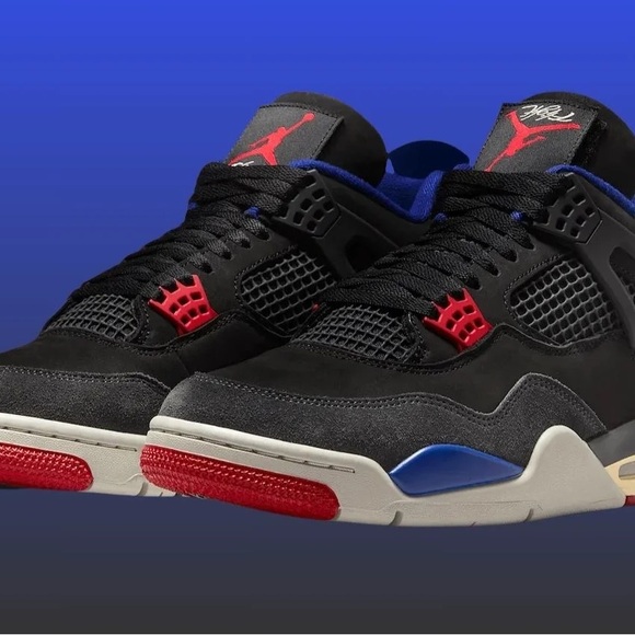 Jordan Black with Red and Blue Accents Retro Sneakers